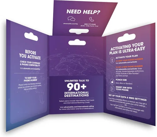 Vista 6 de $19/mes. Plan telefónico prepago Ultra Mobile con llamadas ilimitadas, texto y 3 GB de 5G • Datos 4G LTE (kit de tarjeta SIM)