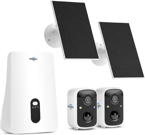 Vista 9 de Hiseeu Cámaras de seguridad inalámbricas para exteriores, WiFi Pro 5G/2.4G Cámaras para seguridad del hogar, energía solar, detección de movimiento