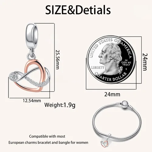 Vista 6 de Sun Celetic Kont Girl Crown Infinite Flower Key Lock Charm para pulsera Pandora