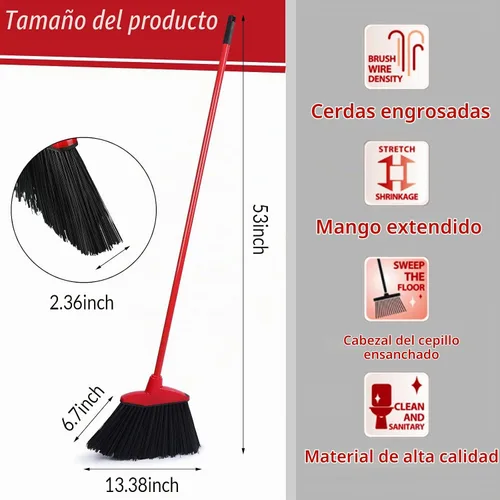 Vista 2 de Nuogo 8 escobas angulares comerciales con mango de metal recubierto