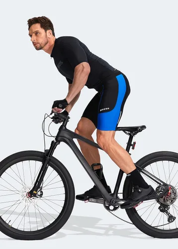 Vista 6 de Bikewa Pantalones cortos de ciclismo para hombre, con acolchado 3D, ropa interior de ciclismo para montar en carretera, MTB, bicicleta, UPF 50+