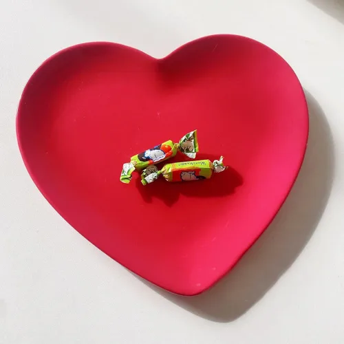 Vista 3 de Plato de cena de cerámica, plato de postre en forma de corazón, plato de ensalada, plato de fruta, 9 pulgadas