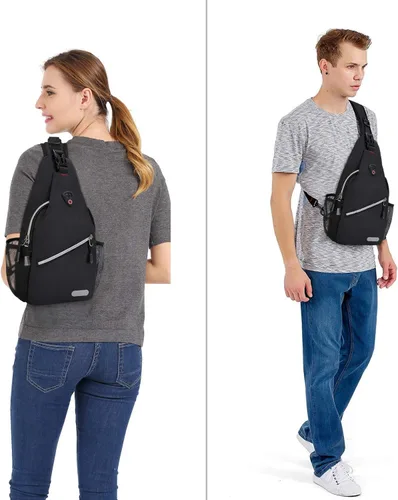 Vista 5 de MOSISO Mochila Mini de Bandolera, Pequeña Mochila de Senderismo, Mochila de Viaje, Mochila Casual para Deportes al Aire Libre, Negra