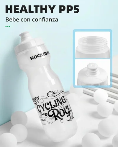 Vista 3 de ROCKBROS - Botella de agua para bicicleta, 20-25 onzas, sin BPA, a prueba de fugas, botella exprimible