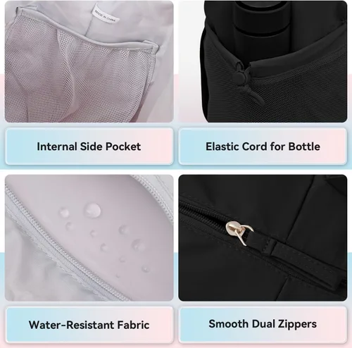 Vista 7 de MAXTOP Bolsa de gimnasio grande para hombres y mujeres con compartimento para zapatos, separación húmeda y seca, bolsa de lona negra para viajes