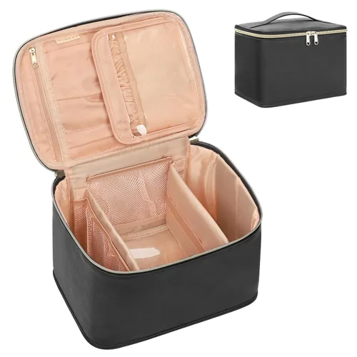 Vista 25 de OCHEAL - Bolsa de maquillaje portátil para cosméticos, estuche organizador de viaje de gran capacidad para mujeres, bolsa de aseo para niñas