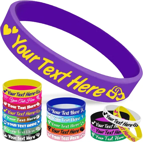 Vista 13 de Pulseras de silicona personalizadas, pulseras de goma personalizadas a granel para eventos, regalos de motivación deportiva, apoyos para hombres