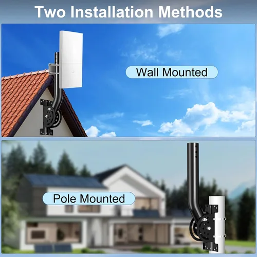 Vista 6 de Soporte de poste de antena resistente, soporte de montaje de poste en J de bloqueo de tres tornillos ajustable de 13 a 160°, soporte de poste/pared
