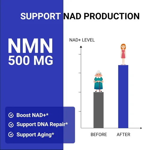 Vista 5 de UpNourish NMN 500 mg 120 cápsulas – Suplemento beta nicotinamida mononucleótido NAD – alternativa de ribósido de nicotinamida para mujeres y hombres