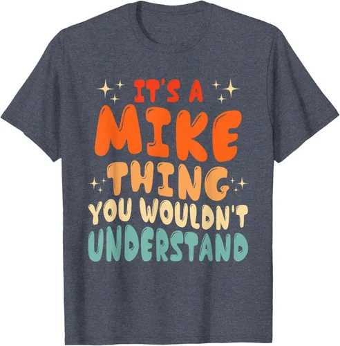 Vista 69 de Camiseta retro de los años 80 con texto en inglés "It's A Mike Thing You Wouldn't Understand", Negro