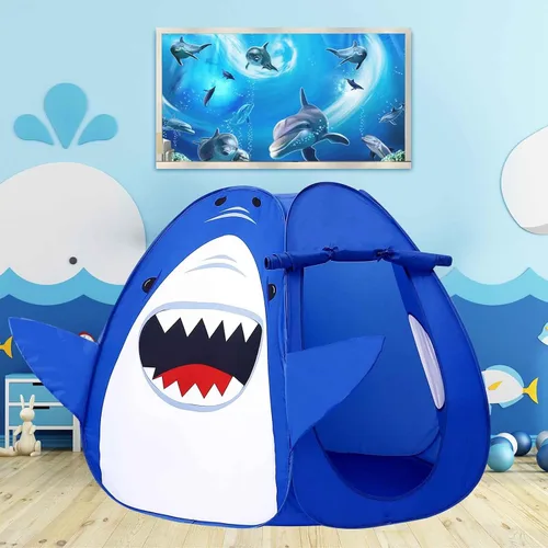 Vista 2 de Tienda de campaña de juegos para niños, tienda de campaña desplegable con diseño de tortugas con configuración automática para niñas y niños