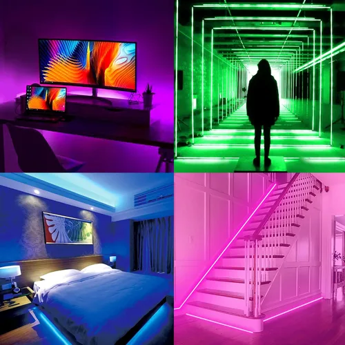 Vista 8 de PAUTIX Tira de luz LED RGB controlador inteligente inalámbrico, control remoto de 44 teclas y control de aplicación, sincronización de música