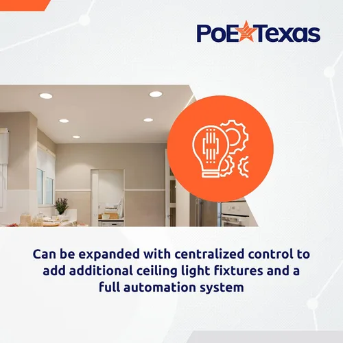 Vista 5 de PoE Texas PoE - Kit de luz inteligente con iluminación empotrada, kit de habitación individual preprogramada, luz LED de panel plano dual de 2 x 2