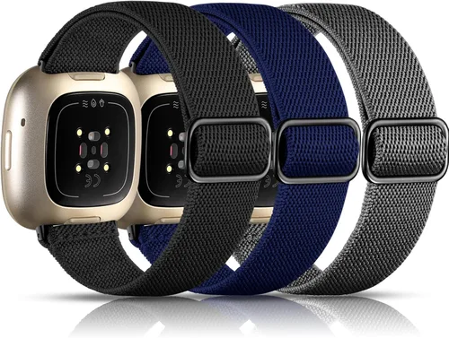 Vista 10 de Maledan Bandas Compatibles con Correas de Reloj Fitbit Versa 3/4 y Sense/Sense 2, Pulseras Deportivas de Tela Elástica Ajustable para Hombres