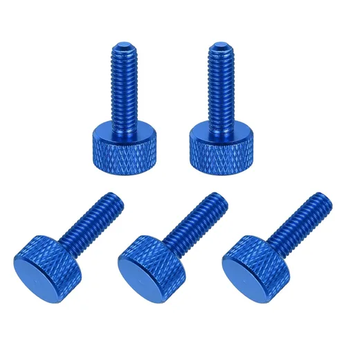 Vista 60 de MECCANIXITY 5 piezas M6x14mm Tornillos de pulgar estriado de cabeza plana, pernos de rosca completa de aleación de aluminio sólido para carcasas