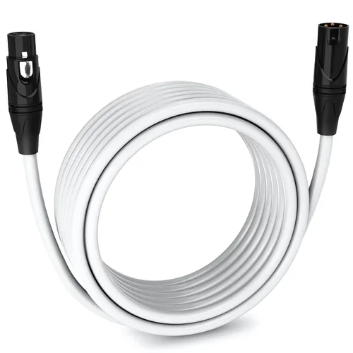 Vista 62 de LyxPro Cable de micrófono XLR hembra a macho de ángulo recto de 3 pines de 1.5 pies para altavoces amplificados, interfaz de audio, rendimiento