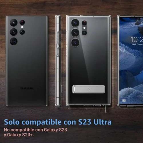Vista 2 de Spigen Funda Ultra Hybrid S diseñada para Galaxy S23 Ultra (2023) [protección de grado militar] - Transparente