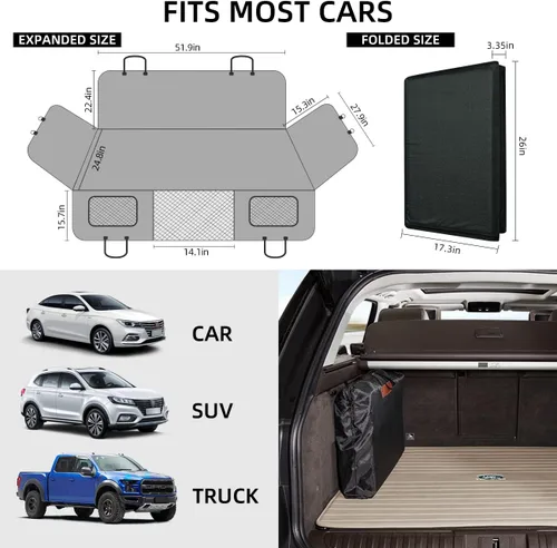 Vista 6 de Extensor de asiento trasero, funda de asiento de perro para asiento trasero, funda de asiento de coche de fondo duro para perros, hamaca para perro