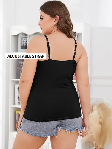 Vista 84 de Camisa Attraco de algodón, con tirantes estilo espagueti, con brasier incorporado, 2 paquetes, para mujer