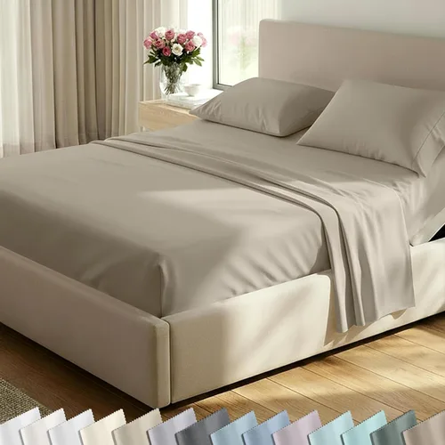 Vista 55 de California Design Den Juego de sábanas de lujo tamaño King - 100% algodón, 600 número de hilos, sábanas King de bolsillo profundo, ropa de cama