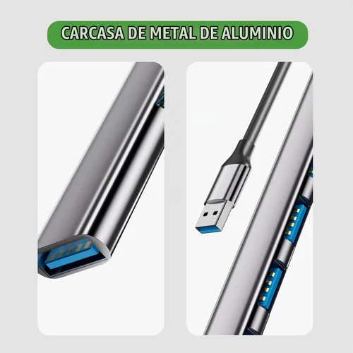 Vista 2 de Hub USB 3.0 de 7 puertos de aluminio para PC portátil Mac