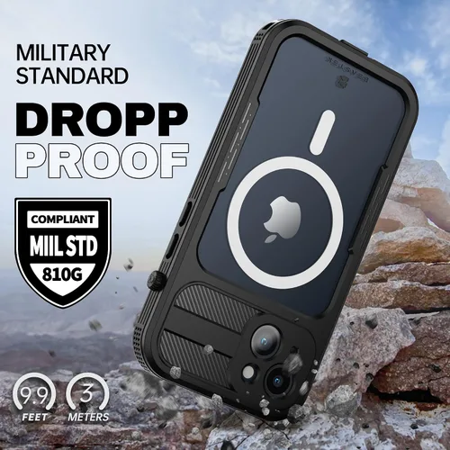 Vista 3 de BEASTEK Funda impermeable para iPhone 14 Serie SRE IP68 magnética a prueba de golpes con protector de pantalla integrado y funda protectora MagSafe