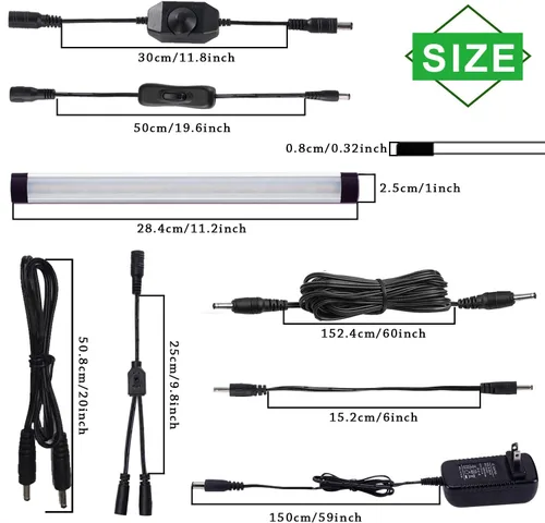 Vista 3 de AIBOO Kit de Barra Rígida de Luz LED Bajo Mostrador, Enchufable con Cable, Iluminación Bajo Gabinete con Interruptor LED Regulable de 12V