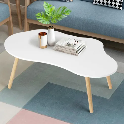 Vista 3 de Mesa de centro pequeña, en forma de mango, moderna y minimalista, mesa de centro de mediados de siglo, mesa central de sala de estar, mesa auxiliar