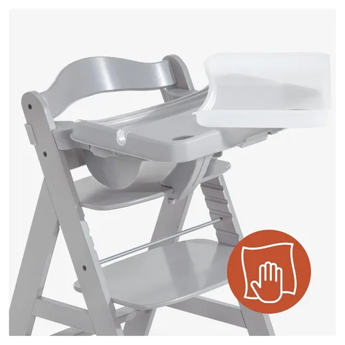 Vista 8 de hauck Alpha Bandeja de mesa antideslizante extraíble para silla alta con profundidad ajustable, compatible con crecimiento de madera Alpha+ y Beta+