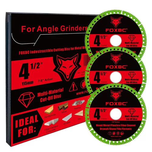 Vista 4 de FOXBC Discos de corte multimaterial indestructibles de 4-1/2 pulgadas para amoladoras angulares, eje de 7/8" - Paquete de 3