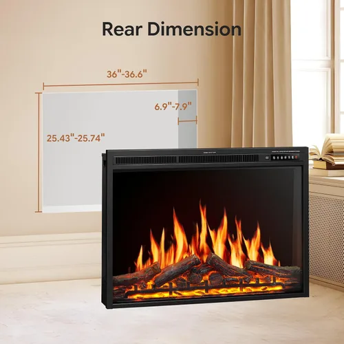 Vista 3 de Xbeauty Inserto de chimenea eléctrica de 37 pulgadas, efecto de llama
