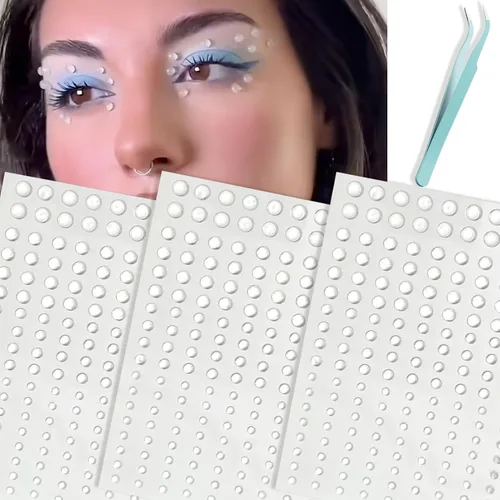 Vista 8 de NOOEPC Calcomanías de diamantes de imitación de corazón para rostro, calcomanías de lazo esenciales para festivales, accesorios de rave, calcomanías