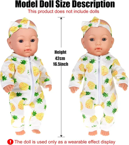 Vista 3 de ebuddy Paquete de 10 ropa de muñeca de bebé para muñecas de 15 a 17 pulgadas, lindos trajes de muñeca con diademas, juego de ropa de muñeca de moda