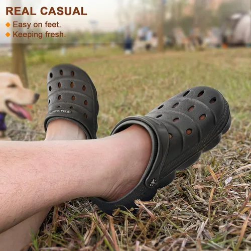 Vista 9 de KEMISANT Zuecos para hombre, unisex, sin cordones, para jardín, zapatos limpiadores, zapatos de trabajo en casa, acolchados, de apoyo