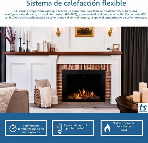 Vista 10 de Touchstone Fireplug 24" Chimenea eléctrica de inserción para chimeneas de mampostería existentes 6 colores de llama y 13 colores de brasa