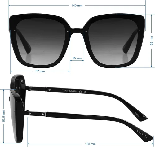 Vista 5 de TAHARI womens Th769 Modern 100% Uv Protective Women's Cat Eye Sunglasses. Elegant Gifts for Her, 62 Mm Cat Eye Sunglasses Negro