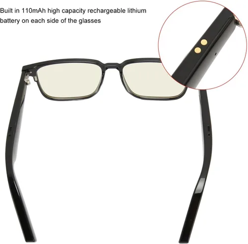 Vista 7 de Lentes inteligentes, gafas Bluetooth 5.3, lentes de audio inteligentes, micrófono integrado, altavoz IPX4, lentes de sol Bluetooth compatibles