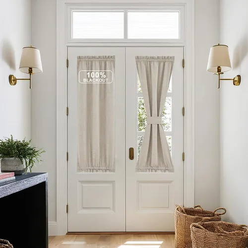 Vista 81 de NICETOWN Cortinas de Lino para Puerta Lateral - Cortinas Opacas con Aislamiento Térmico para Puerta Delantera Francesa para Sombra Pequeña