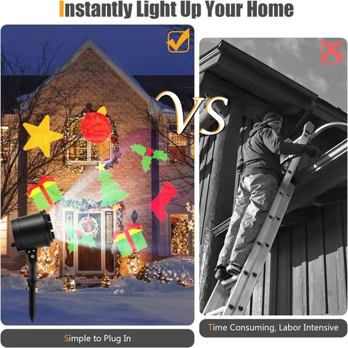 Vista 5 de S AFSTAR Proyector de luz de Navidad, iluminación LED decorativa impermeable al aire libre con patrón de regalo de Navidad, luz de proyecto