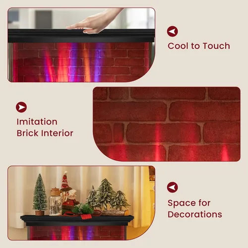 Vista 9 de SIMOE Chimenea eléctrica de 27 pulgadas, chimenea independiente con chimenea, llama 3D y 7 colores de llama, protección contra sobrecalentamiento