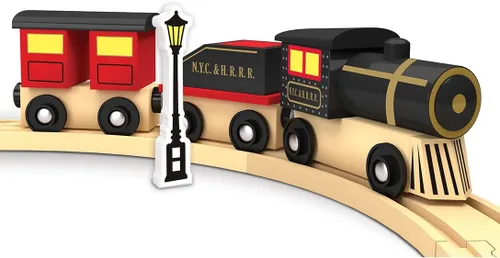 Vista 6 de MasterPieces Lionel - Juego de tren de madera original de 3 piezas, motor de vapor original, juguete para niños y niños con licencia