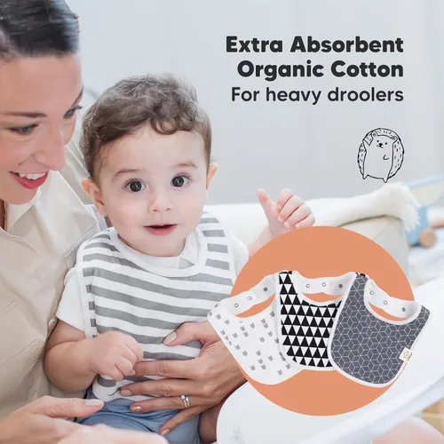 Vista 5 de KeaBabies Paquete de 8 baberos orgánicos para niñas y niños y 6 paños para eructos para bebés niños y niñas, baberos de dentición para niños