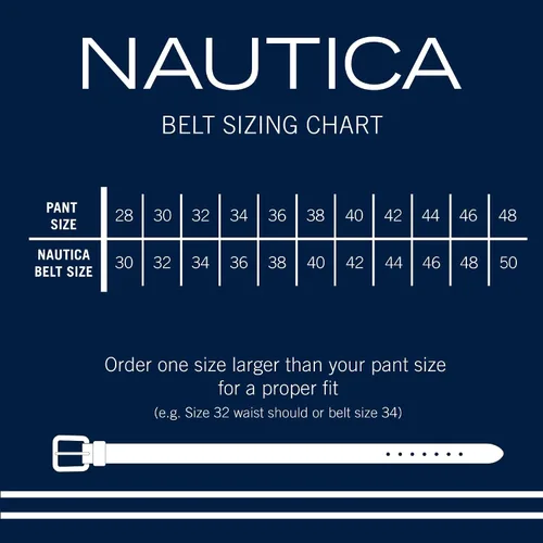 Vista 6 de Nautica Cinturón de cuero para hombre con hebilla de metal
