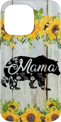 Vista 21 de Mama Bear Rustic Woodgrain Sunflowers Farmhouse Country Mom Case for iPhone 17