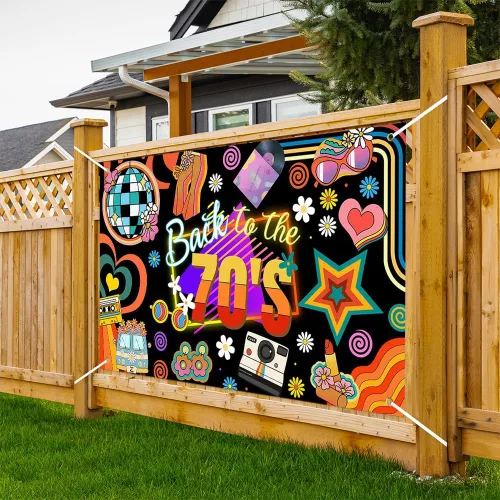 Vista 3 de Lofaris Banner de los años 70: decoraciones de fiesta de regreso a los 70, fondo retro de fotografía con temática de discoteca para fiesta
