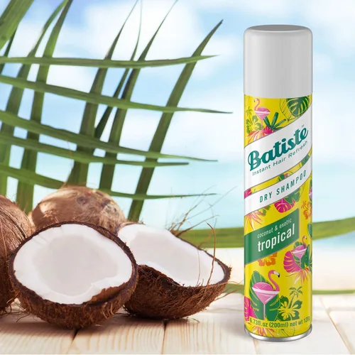 Vista 8 de Batiste Champú seco, fragancia tropical, refresca el cabello y absorbe el aceite entre lavados, champú sin agua para mayor textura y cuerpo