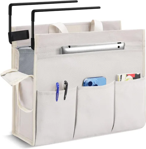Vista 8 de MASTLU Bolsa de almacenamiento para colgar debajo del escritorio, organizador de escritorio, bolsa de almacenamiento lateral de oficina, compatible
