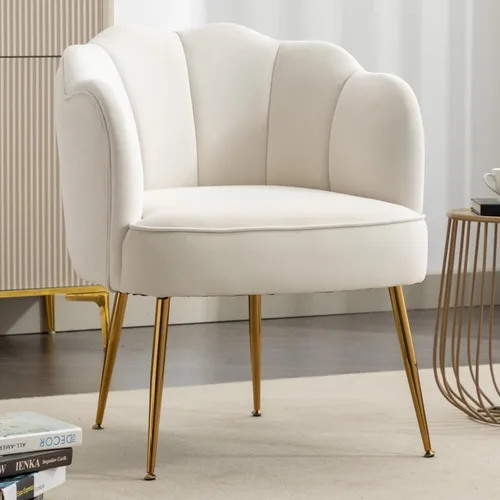 Vista 12 de Silla decorativa de terciopelo moderna con patas de metal, acogedora y suave, tapizada, para sala de estar, dormitorio (verde oscuro)
