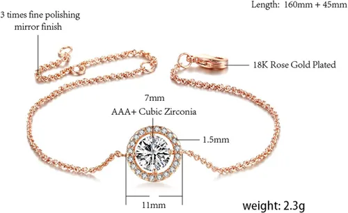 Vista 5 de TENGTENGFIT Cubic Zirconia Halo Pendant Necklace Bracelet and Stud Earrings Jewelry Set Birthday Anniversary Mothers Day Party Prom Christmas