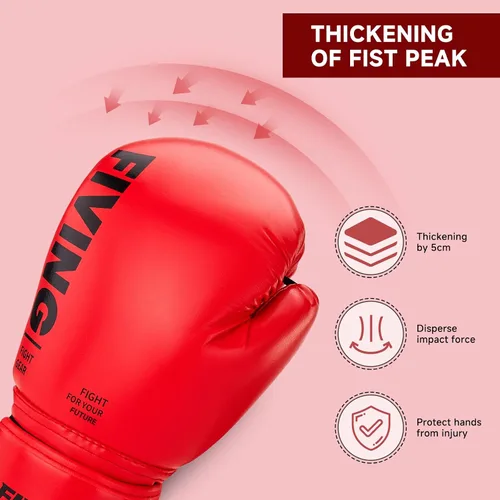 Vista 3 de Guantes de boxeo para niños, guantes de entrenamiento de boxeo juvenil para niños y niñas, guantes de lucha de 4 oz y 6 oz, mitones tailandeses